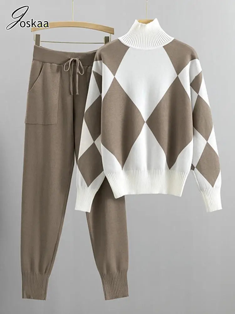 Women's Knit Long Sleeve Ribbed Two Piece Set – Women's Fashion Wholesale – Front View