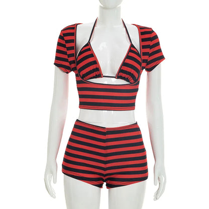 Women's Striped Halter Two Piece Set - Additional View 11