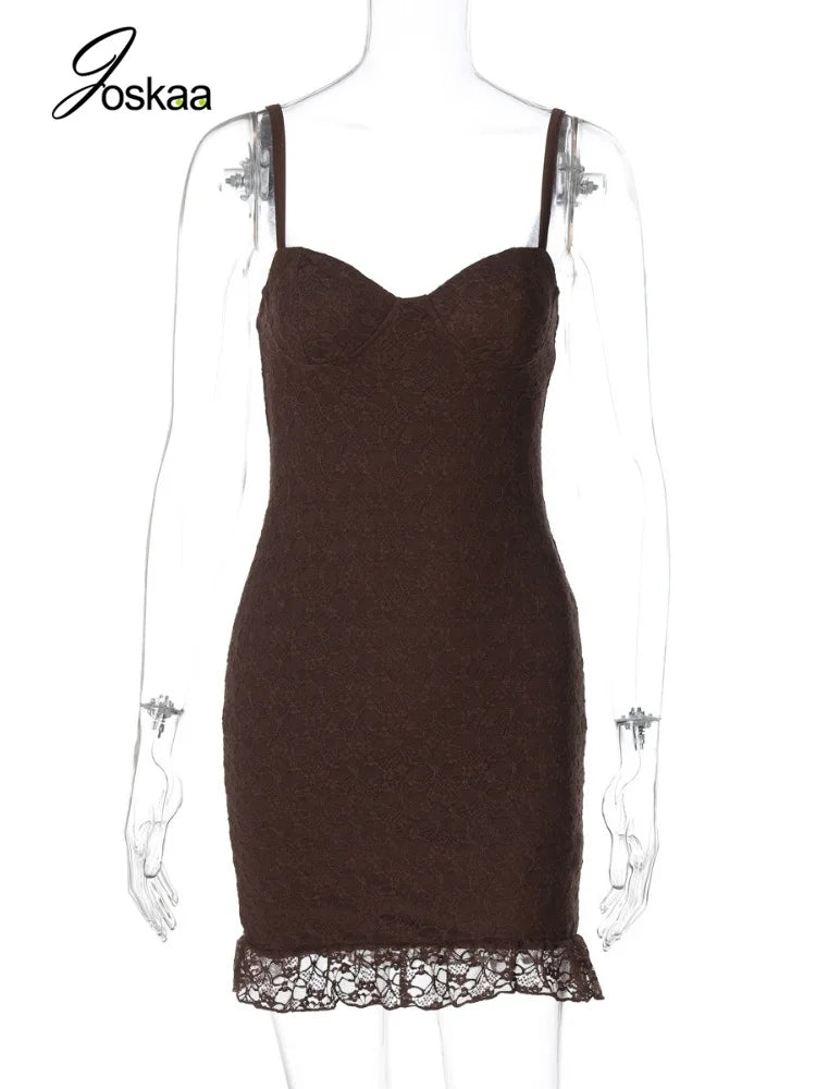 Women's Lace Sleeveless Bodycon Mini Dress - Back View