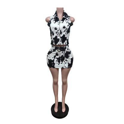 Women's Denim Sleeveless Crop Two Piece Set