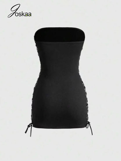 Women's Lace Strapless Bodycon Mini Dress - Detail View 5