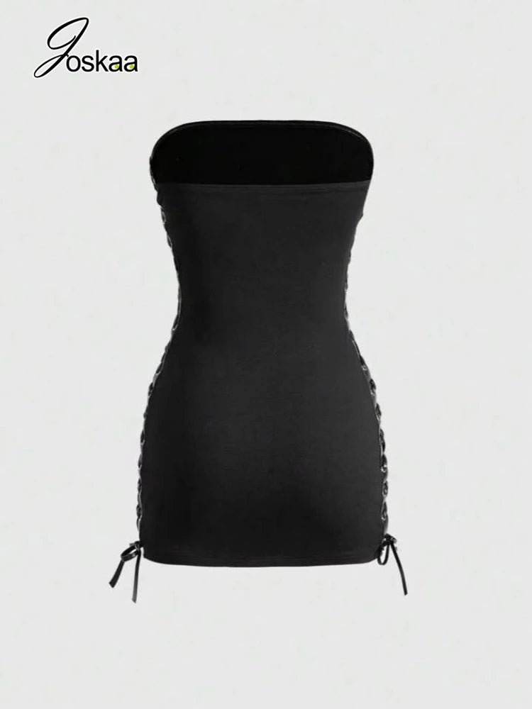 Women's Lace Strapless Bodycon Mini Dress - Detail View 5