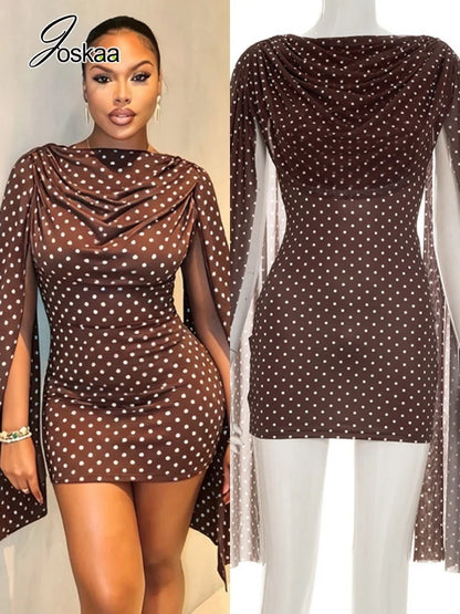 Women's Polka Dot Mesh Bodycon Mini Dress - Women's Fashion Wholesale - Front View