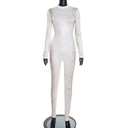 Joskaa Snake Print Zip Up Long Sleeve Bodycon Romper - romper image 5