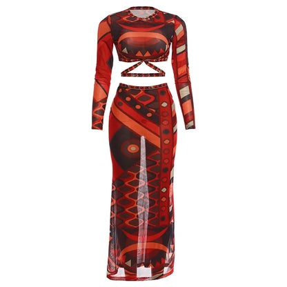 Women's Mesh Long Sleeve Two Piece Set - Additional View 7
