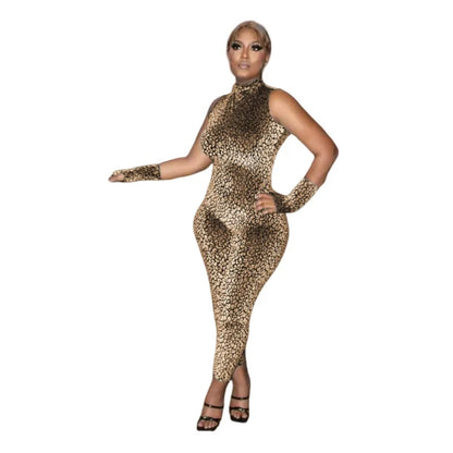 Women's Leopard Print Backless Bodycon Romper