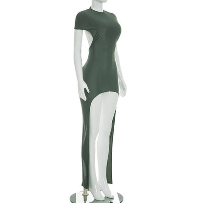 Joskaa Ruched Backless Short Sleeve Bodycon Mini Dress - mini dress image 5