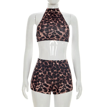 Joskaa Leopard Print Backless Crop Two Piece Set - two piece set image 5