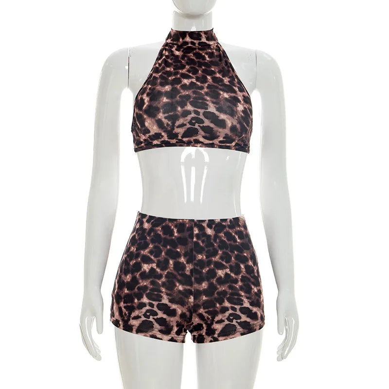 Joskaa Leopard Print Backless Crop Two Piece Set - two piece set image 5