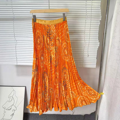 Joskaa Floral Print Pleated High Waist Flare Skirt - skirt image 11