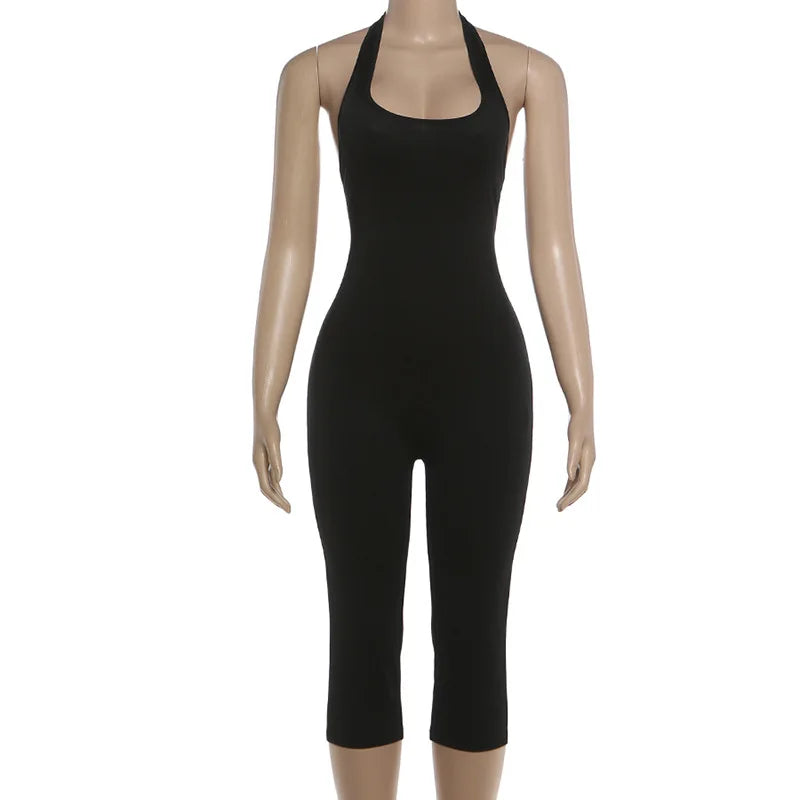 Women's Backless Halter Sleeveless Romper