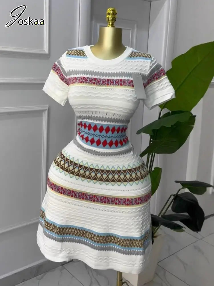 Women's Stripe Knit Short Sleeve Bikini Set – Women's Fashion Wholesale – Front View