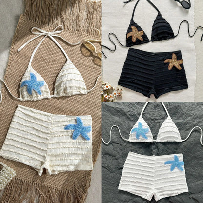 Women's Sequin Halter Swimwear Starfish Bikini Ruffle - Additional View 7