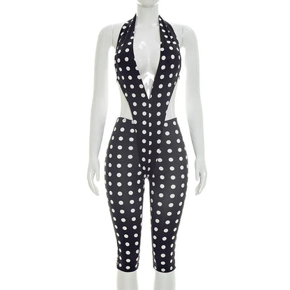 Joskaa Polka Dot Backless Halter Sleeveless Romper - romper image 5