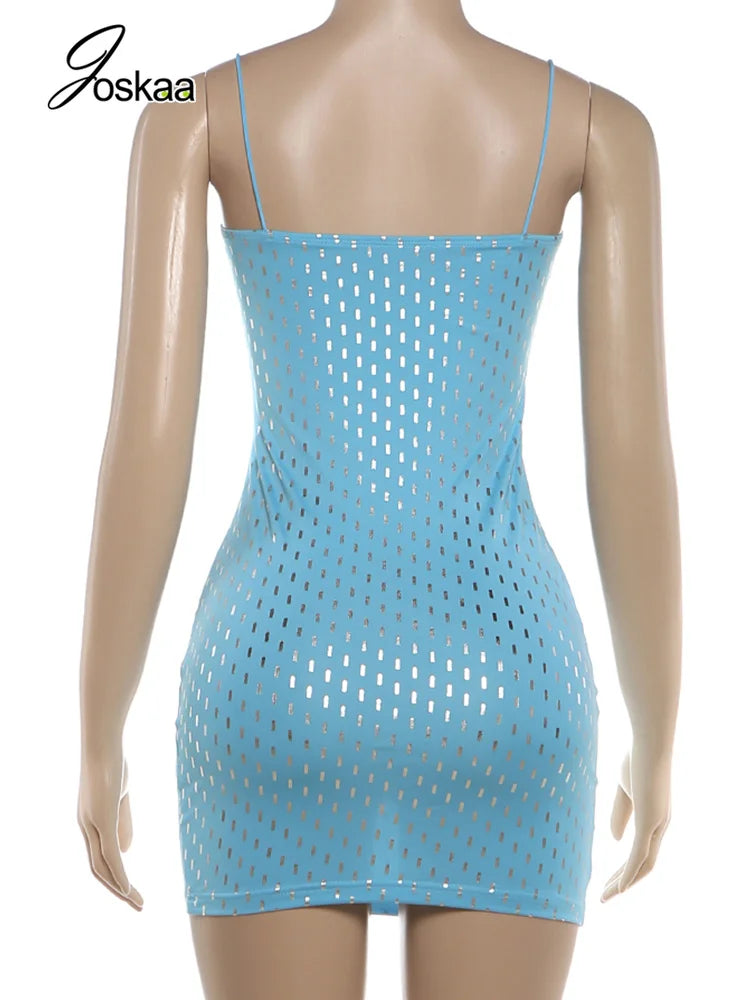 Women's Sequin Cutout Sleeveless Mini Dress Blue – Detail View
