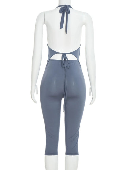 Joskaa Backless Halter Crop Two Piece Set - two piece set image 4