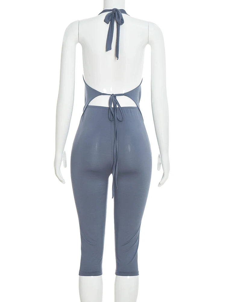 Joskaa Backless Halter Crop Two Piece Set - two piece set image 4