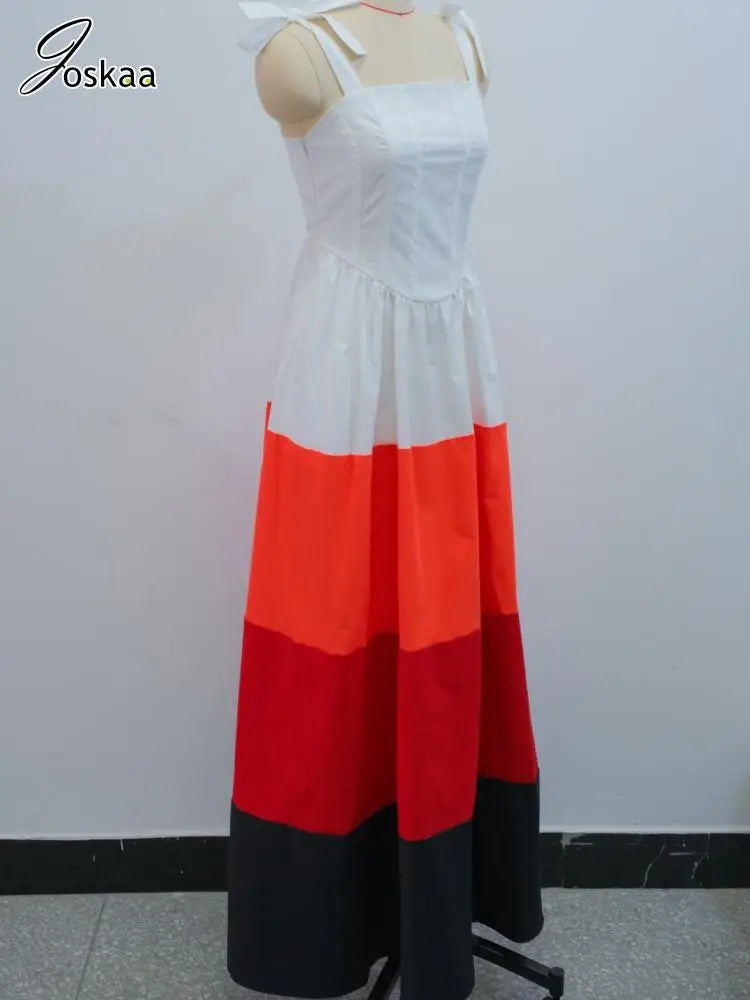 Wholesale Women's High Waist Bodycon Maxi Dress Patchwork – Detail View