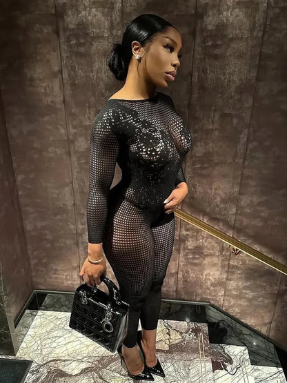 Women's Lace Backless Long Sleeve Romper – Women's Fashion Wholesale – Front View