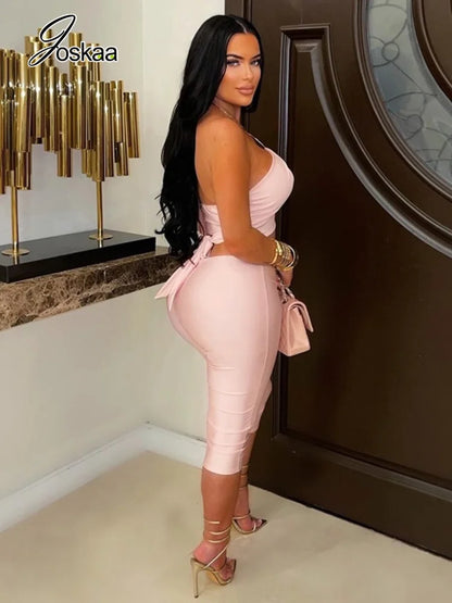 Women's Ruched Cutout Halter Two Piece Set - Front View