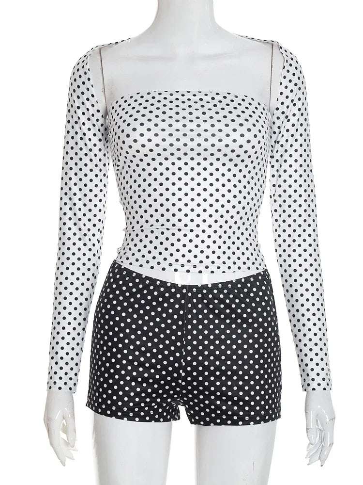 Women's Polka Dot 3-piece Cape Two Piece Set