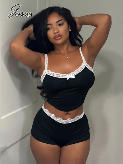 Women's Lace Backless Crop Two Piece Set White – Front View