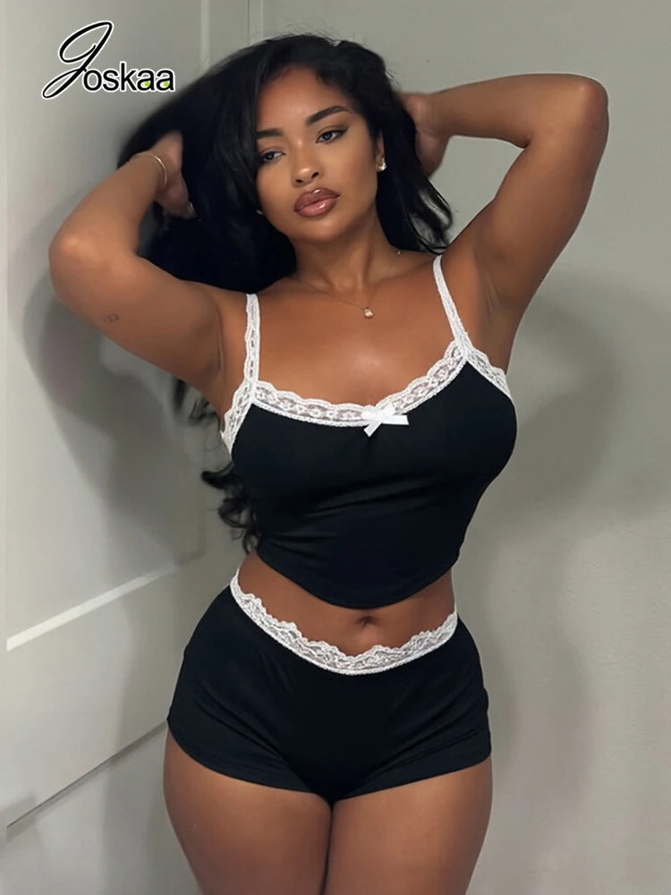 Women's Lace Backless Crop Two Piece Set White – Front View