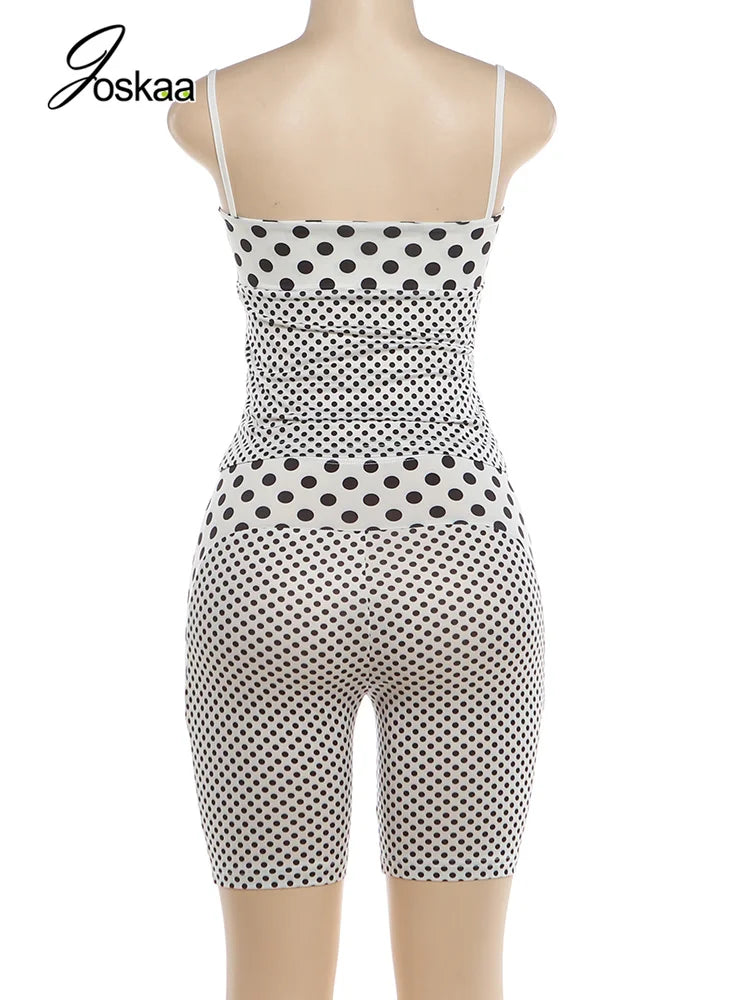 Women's Polka Dot Crop High Waist Two Piece Set White – Detail View