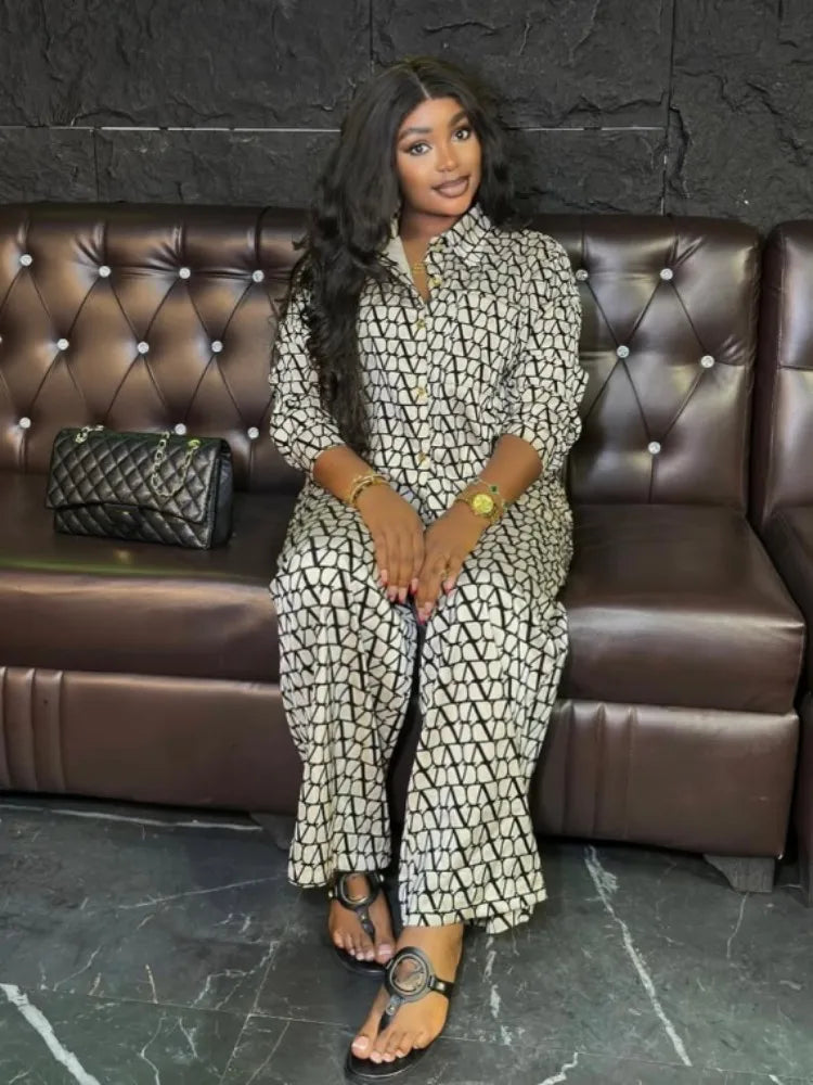 Women's Long Sleeve Flare Wide Leg Two Piece Set
