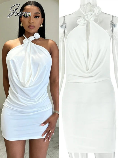 Women's Backless Halter Sleeveless Mini Dress – Women's Fashion Wholesale – Front View