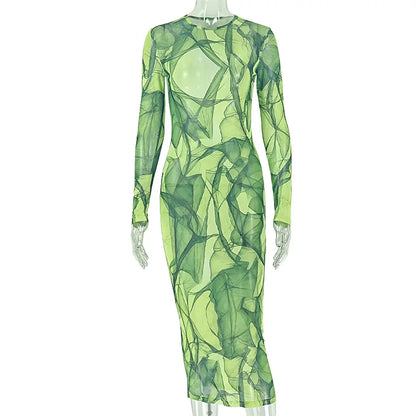 Women's Mesh Long Sleeve Bodycon Dress - Additional View 7