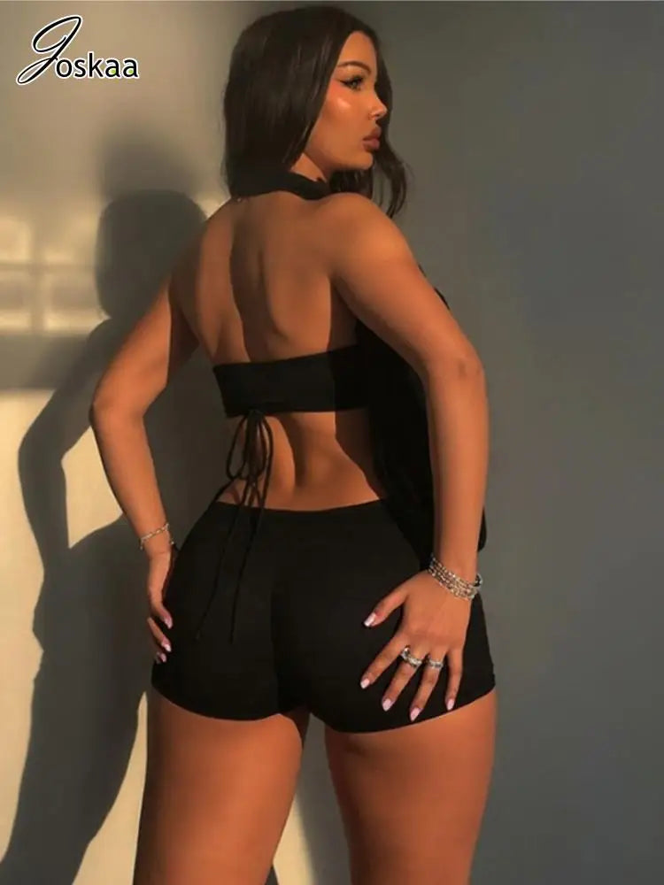 Wholesale Women's Halter Strapless Two Piece Set Wine Red – Side View