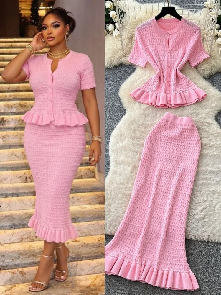 Women's Ribbed Knit High Waist Two Piece Set - Additional View 8