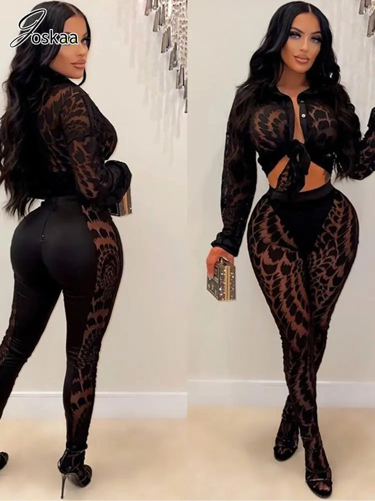 Wholesale Women's Mesh Long Sleeve Two Piece Set – Women's Fashion Wholesale – Front View
