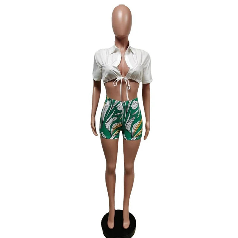 Wholesale Women's Lace Short Sleeve Two Piece Set