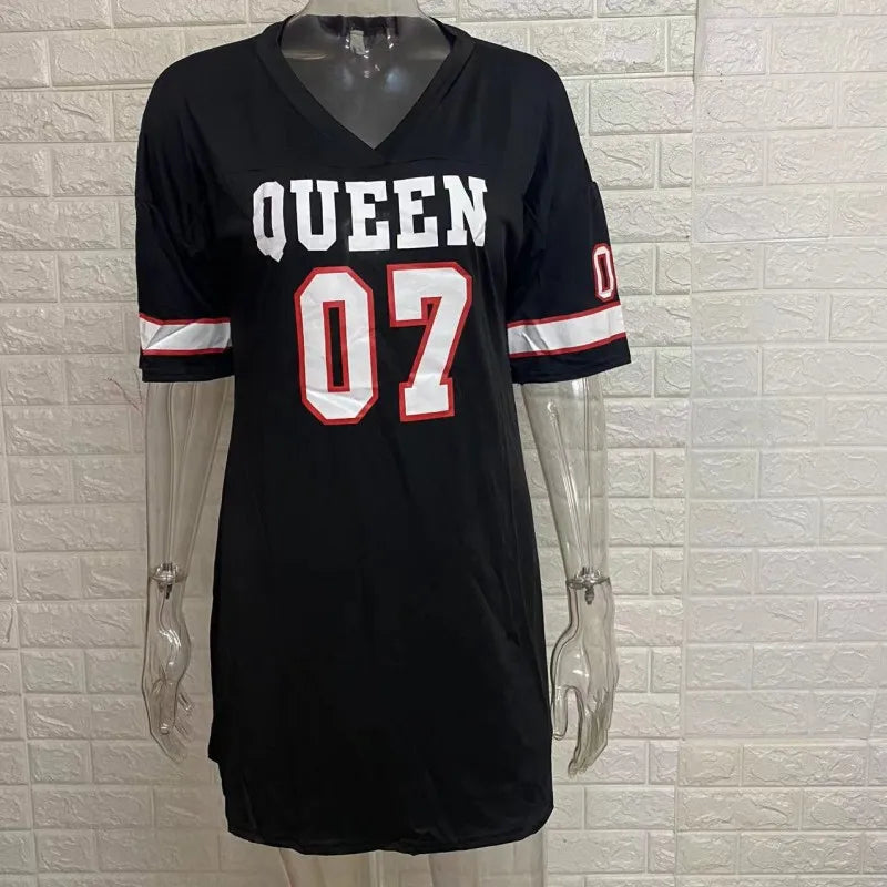 Women's Letter Print Short Sleeve Mini Dress