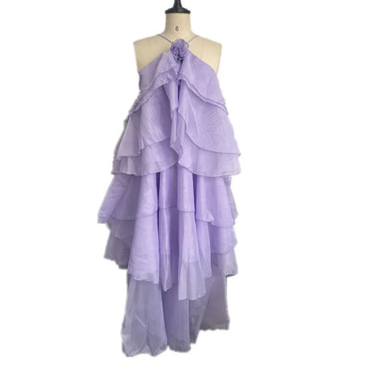 Women's Floral Print Backless Halter Maxi Dress