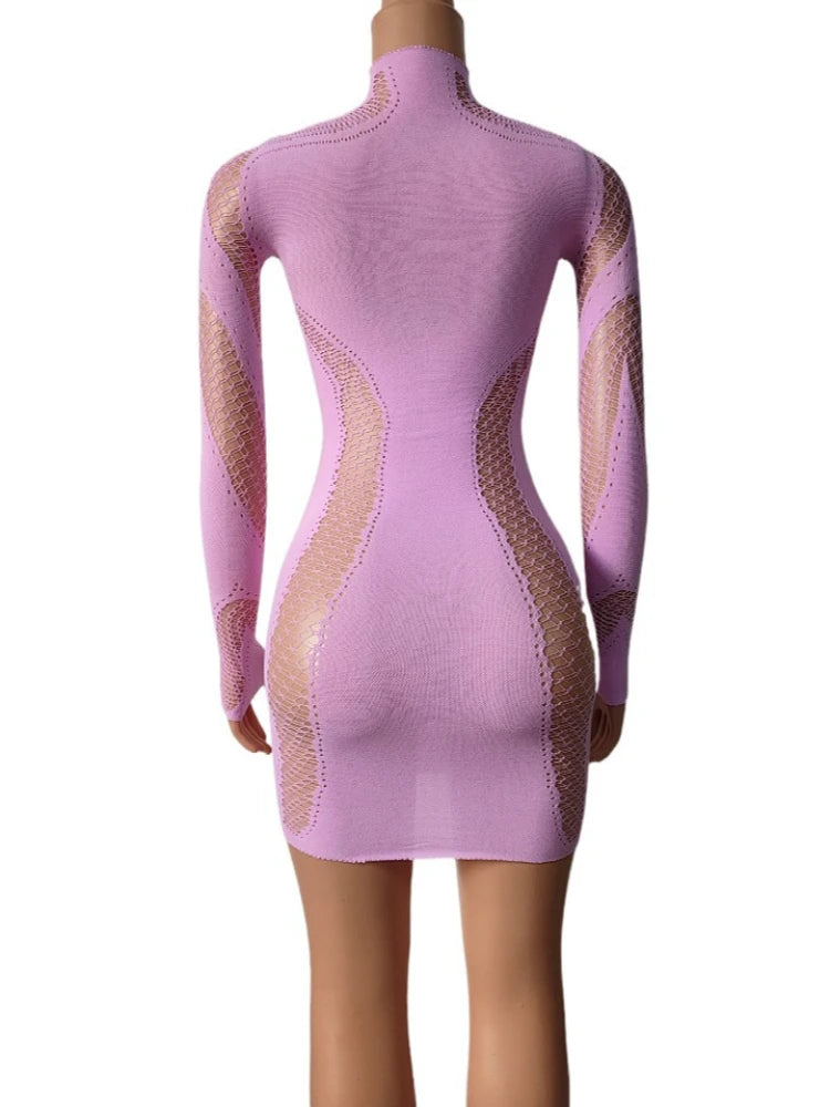 Joskaa Ribbed Knit Long Sleeve Bodycon Mini Dress - mini dress image 6