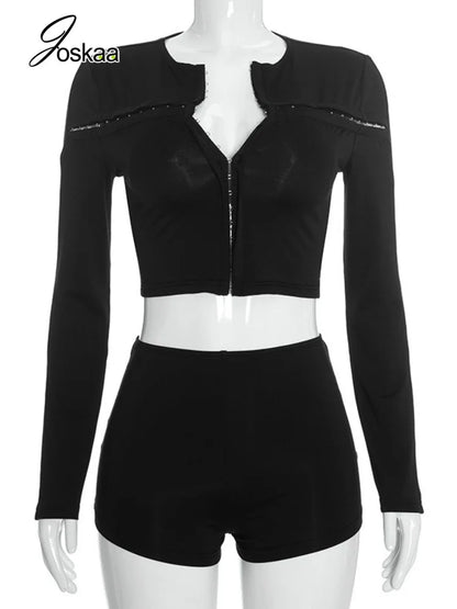 Women's Cutout Long Sleeve Two Piece Set - Back View