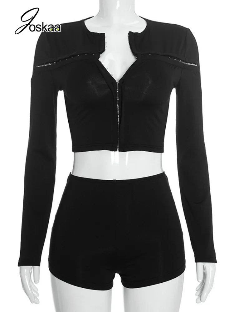 Women's Cutout Long Sleeve Two Piece Set - Back View