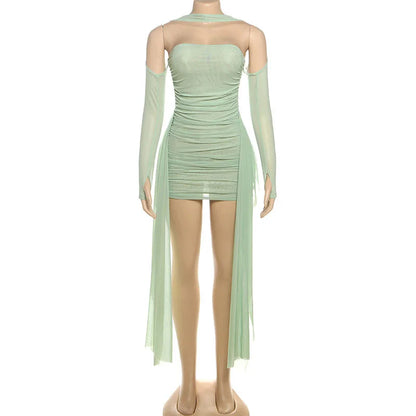 Joskaa Mesh Ruched Strapless Mini Two Piece Set - two piece set image 6