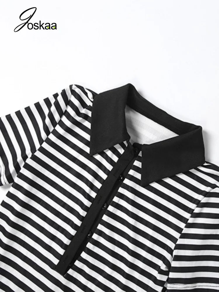 Women's Striped V-neck Bodycon Romper - Model Wearing Style