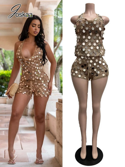 Women's Sequin Knit Cutout Two Piece Set – Women's Fashion Wholesale – Front View