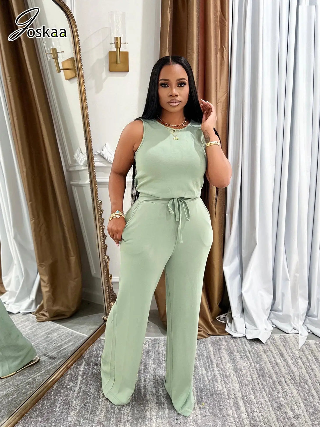 Women's Sleeveless Bodycon Zip Jumpsuit Romper Watermelon Red – Front View