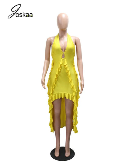 Women's Backless V-neck Halter Bodycon Dress - Detail View 3