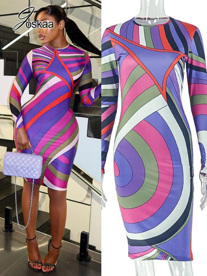 Women's Stripe Long Sleeve Bodycon Dress – Women's Fashion Wholesale – Front View