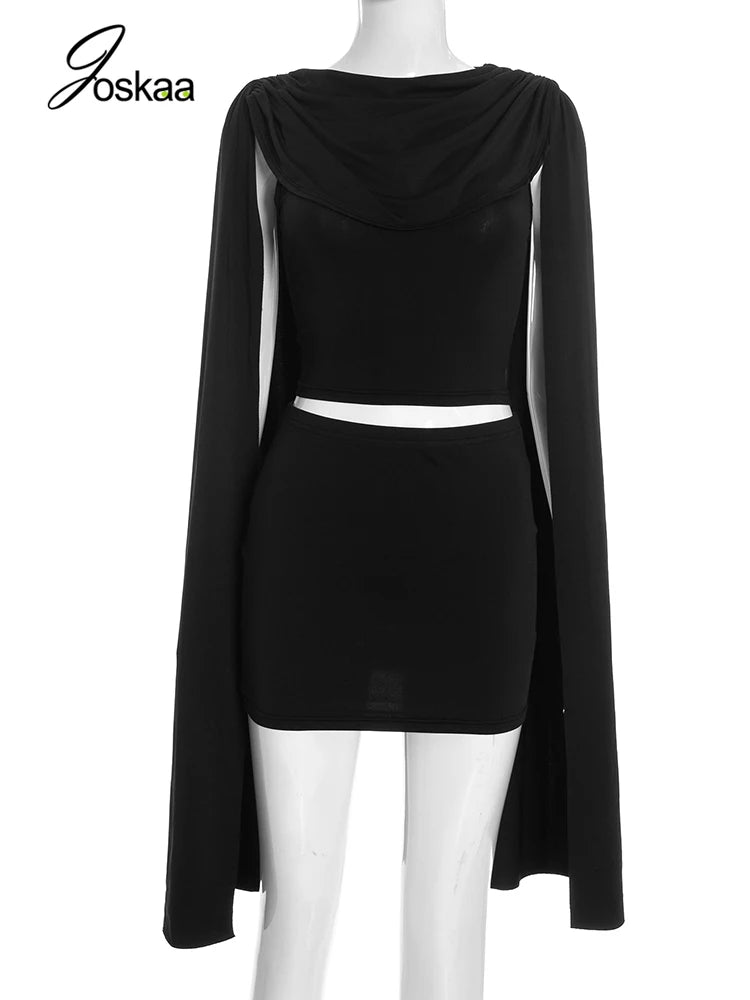 Women's Ruched Mini Elegant Ribbon Tank Two Piece Set Black – Back View