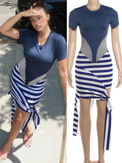 Women's Striped Bodycon Dress - Additional View 8