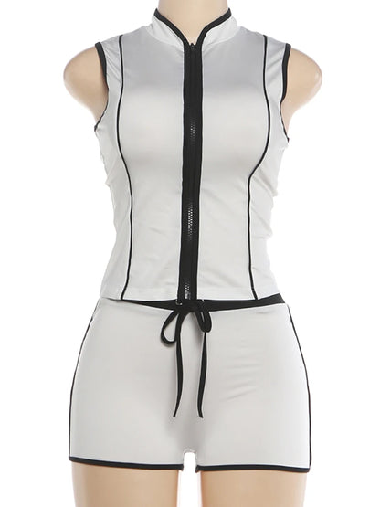 Joskaa Zip Up Crop Two Piece Set Patchwork Sporty Zip-up - two piece set image 2