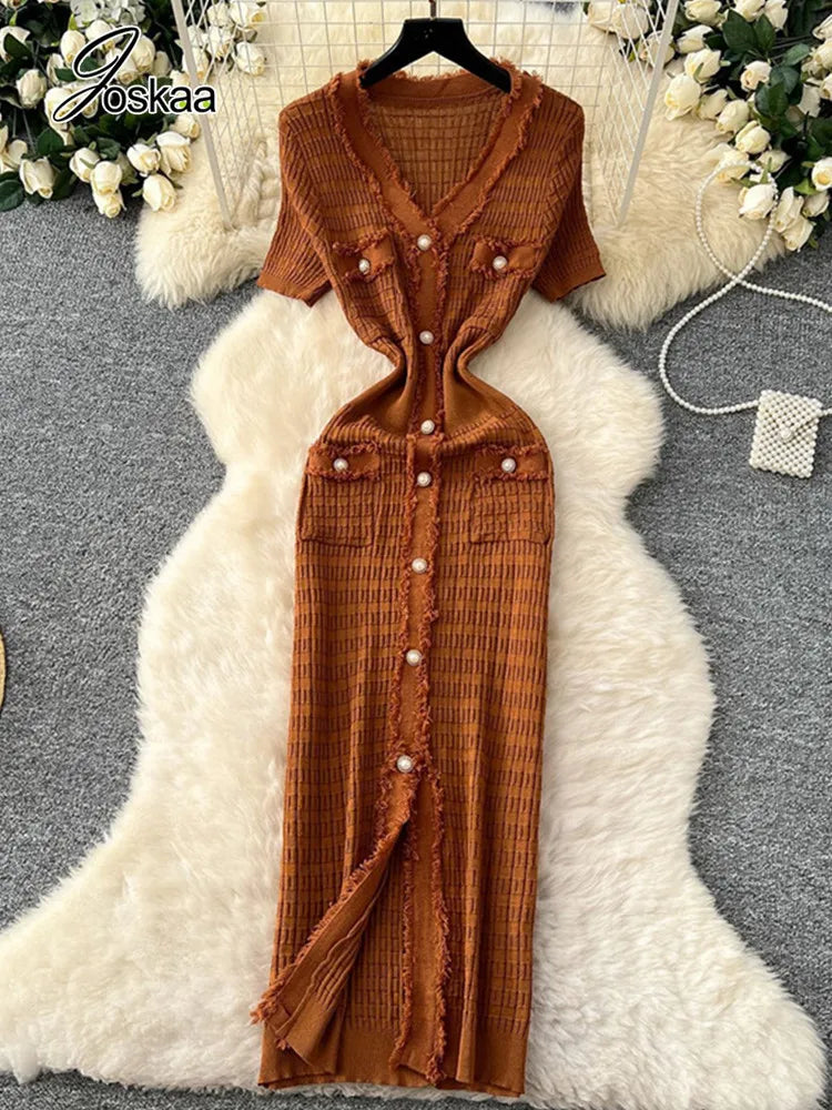 Women's Knit Short Sleeve Ribbed Bodycon Dress Green – Back View